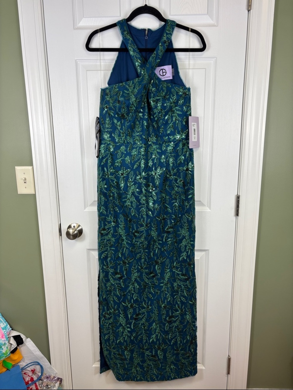 NWT JS Collections Rebecca keyhole column gown sz 10 - Picture 5 of 13